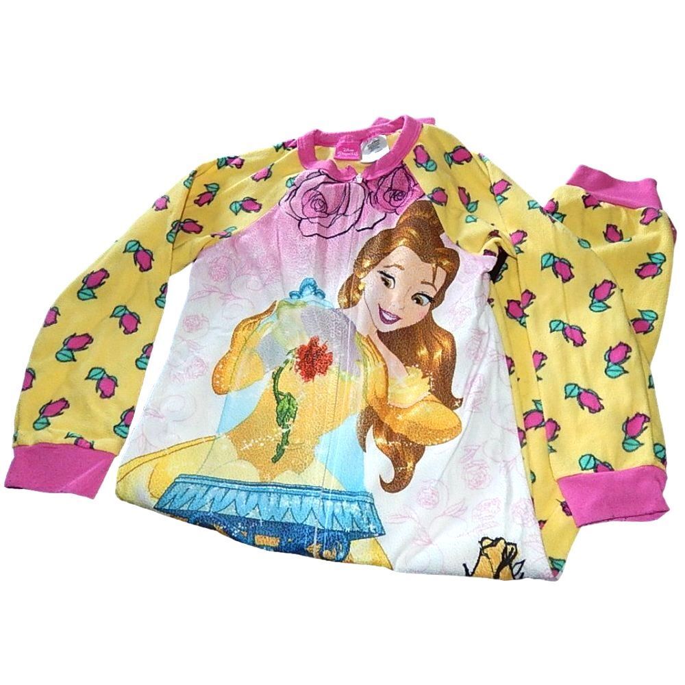 Disney Princess girls 6/6X Belle Beauty and the Beast zip pajama onesie vintage